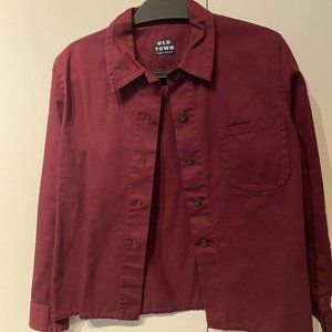 OLD TOWN Cotton Work Jacket From London - Burgundy Womens Size 14 -  U.S. Size 8